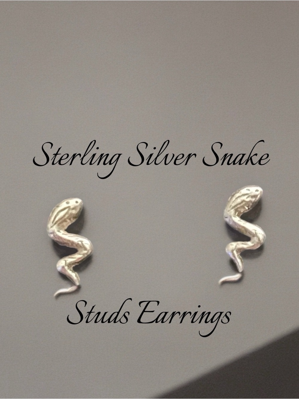 Sterling Silver Snake Stud Earrings - Silver